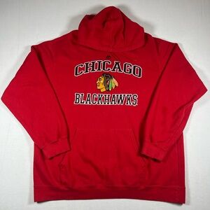 Vintage Majestic Chicago Blackhawks Red Pullover Hoodie Men Size XXL